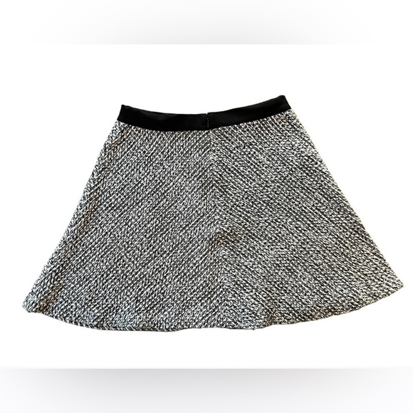 LOFT women's sz XXS a-Line skirt black white woven tweed flare stretch - Picture 2 of 8